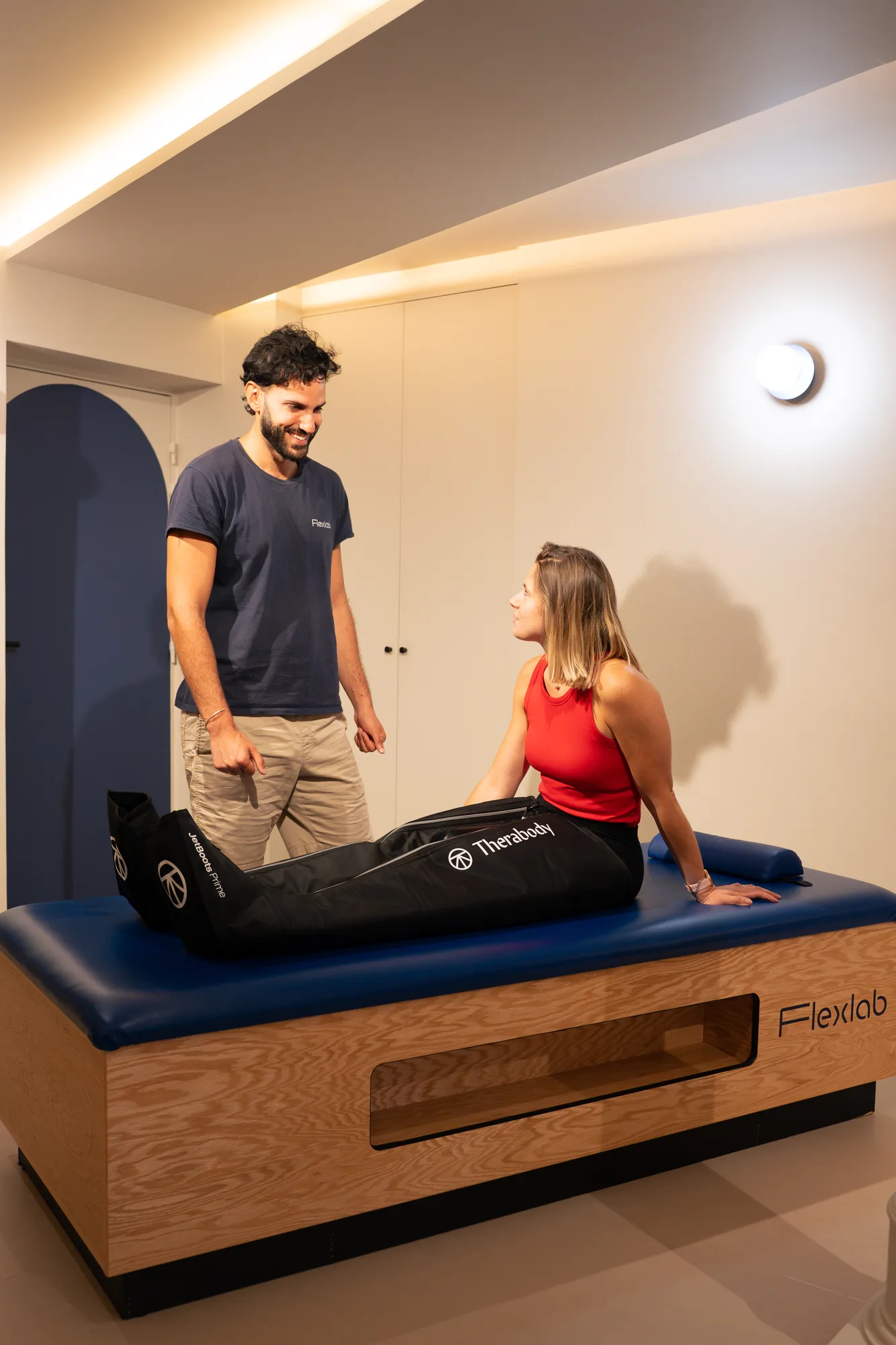 Un membre reçu dans le studio Flexlab, à la fin de sa récupération